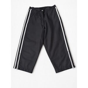 Athletic Works Women's Medium Black Track Pants White Stripe Ankle Zip